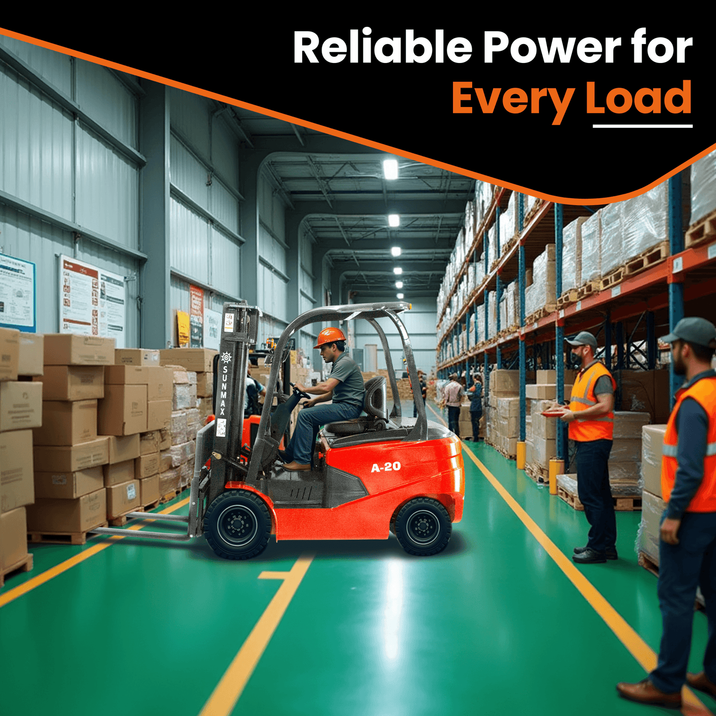 A-20 Electric Forklift – 4400 lbs Capacity, 118" Lift for Warehouse Use