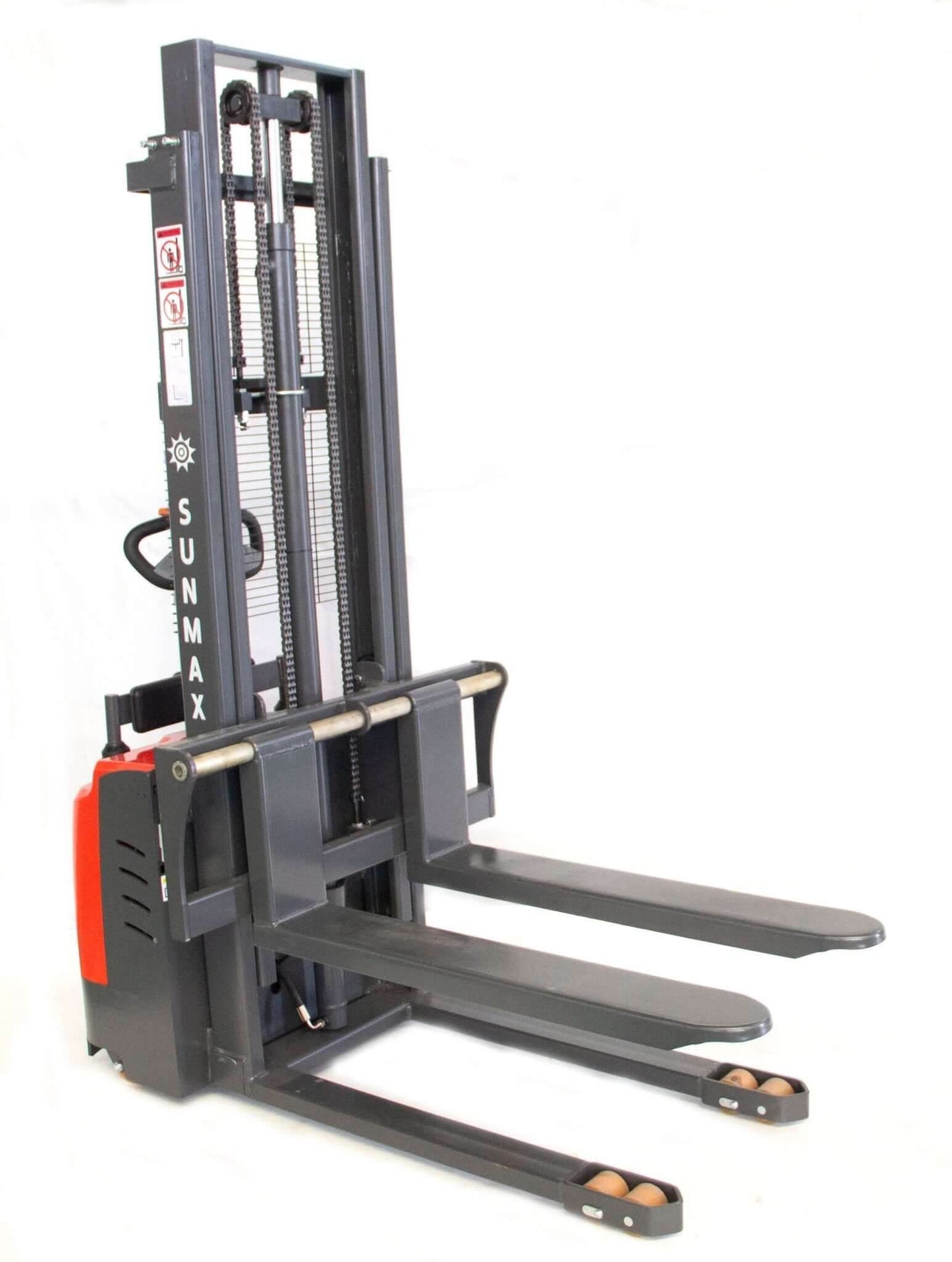 PS3300FE-3M Electric Pallet Stacker, 3300 lbs Capacity, 118″ Lifting Height, Work with Open-bottom Pallets - SUNMAX