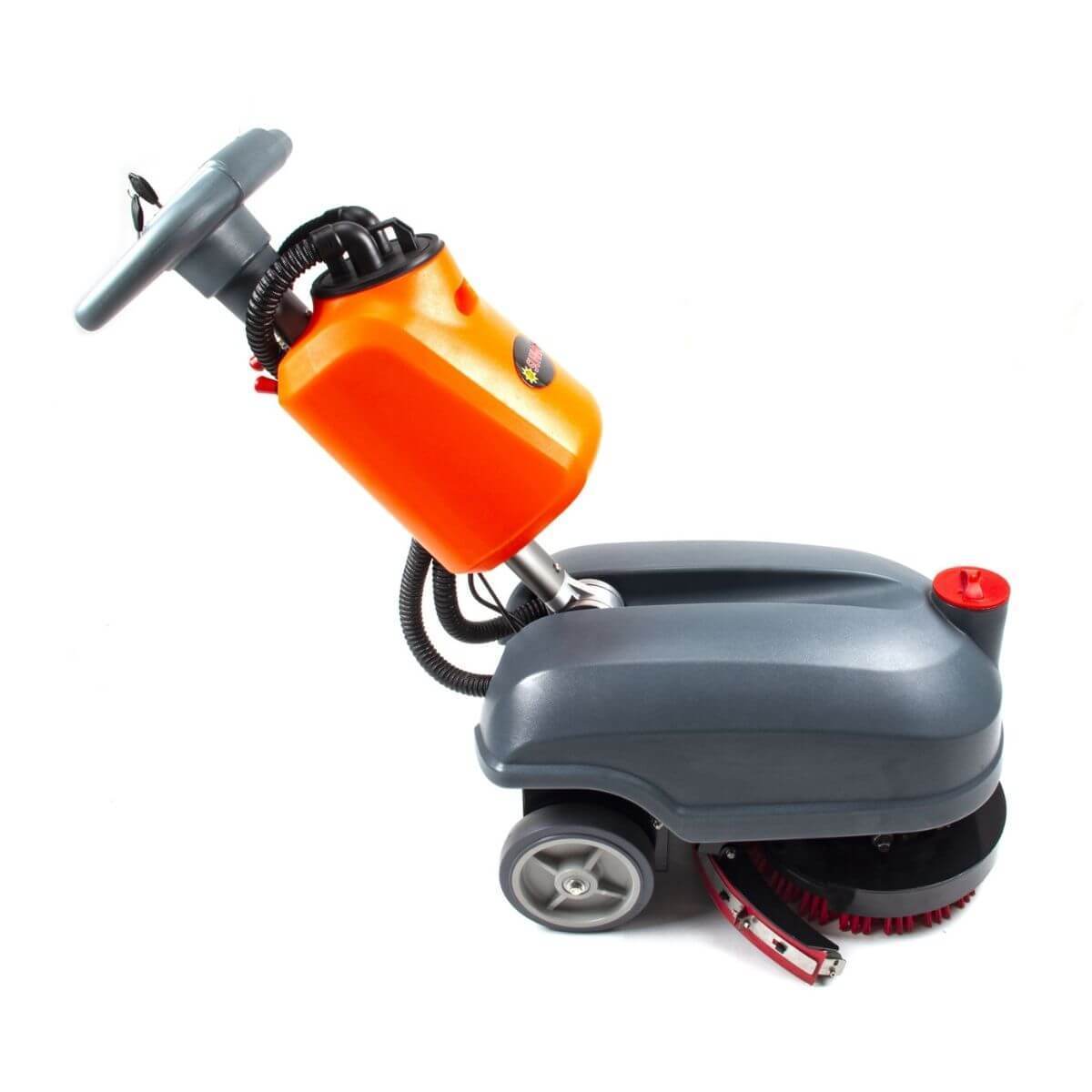 RT15+ 14-inch compact walk behind floor scrubber with heavy duty brush and lithium battery for efficient commercial cleaning