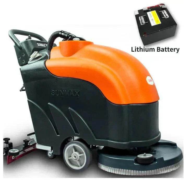 22-inch brush scrubbing path battery-powered floor scrubber machine with lithium battery for warehouse cleaning