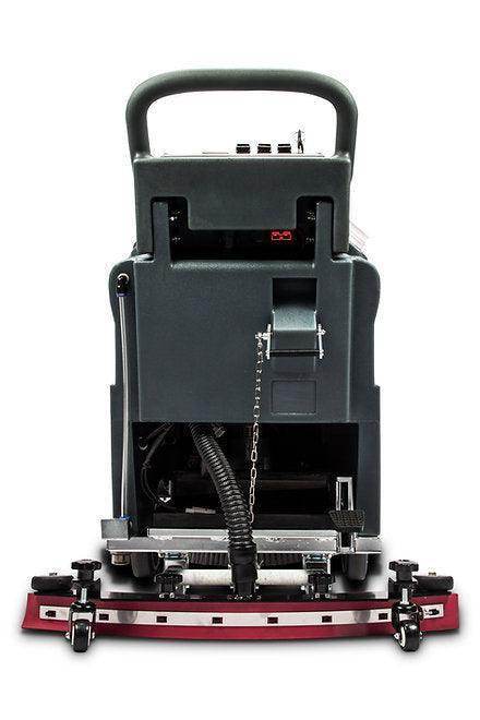 22-inch battery-powered floor scrubber machine with brush scrubbing path for warehouse cleaning