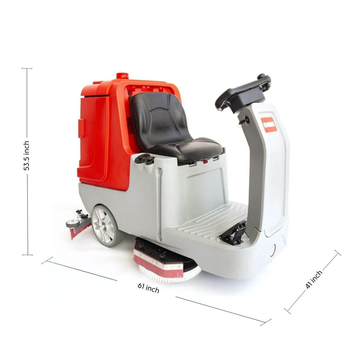SM860 34" ride-on floor scrubber dryer machine with ergonomic seat and 34-inch brush cleaning width