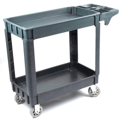 600 lbs Heavy Duty Plastic Rolling Utility Cart for Warehouse/Garage/Restaurants/Offices, HDPE Shelves, 5" Caster Wheelss - SUNMAXSUNMAX