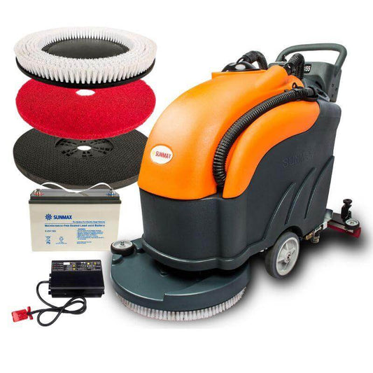 RT50 Battery Powered Walk - Behind Floor Scrubber, 22" Brush Cleaning Path, 30000 Sqft/h Efficiency - SUNMAXSUNMAXCleaning Machine